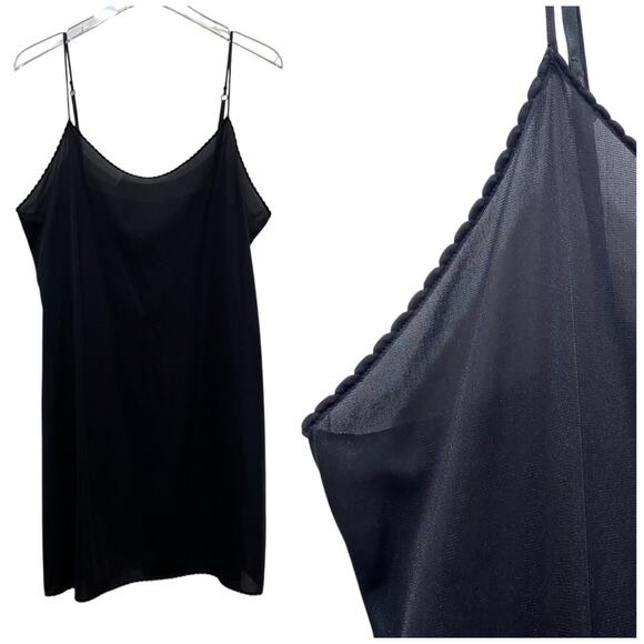 Vassarette Black Nylon Picot Stitch Full Slip Dress Size 20 38/44 Style 10-008 - Picture 1 of 11